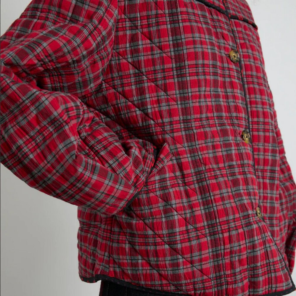 NWOT Damson Madder Macy Quilted Jacket - Red Check US 12 UK 16 - Picture 4 of 8